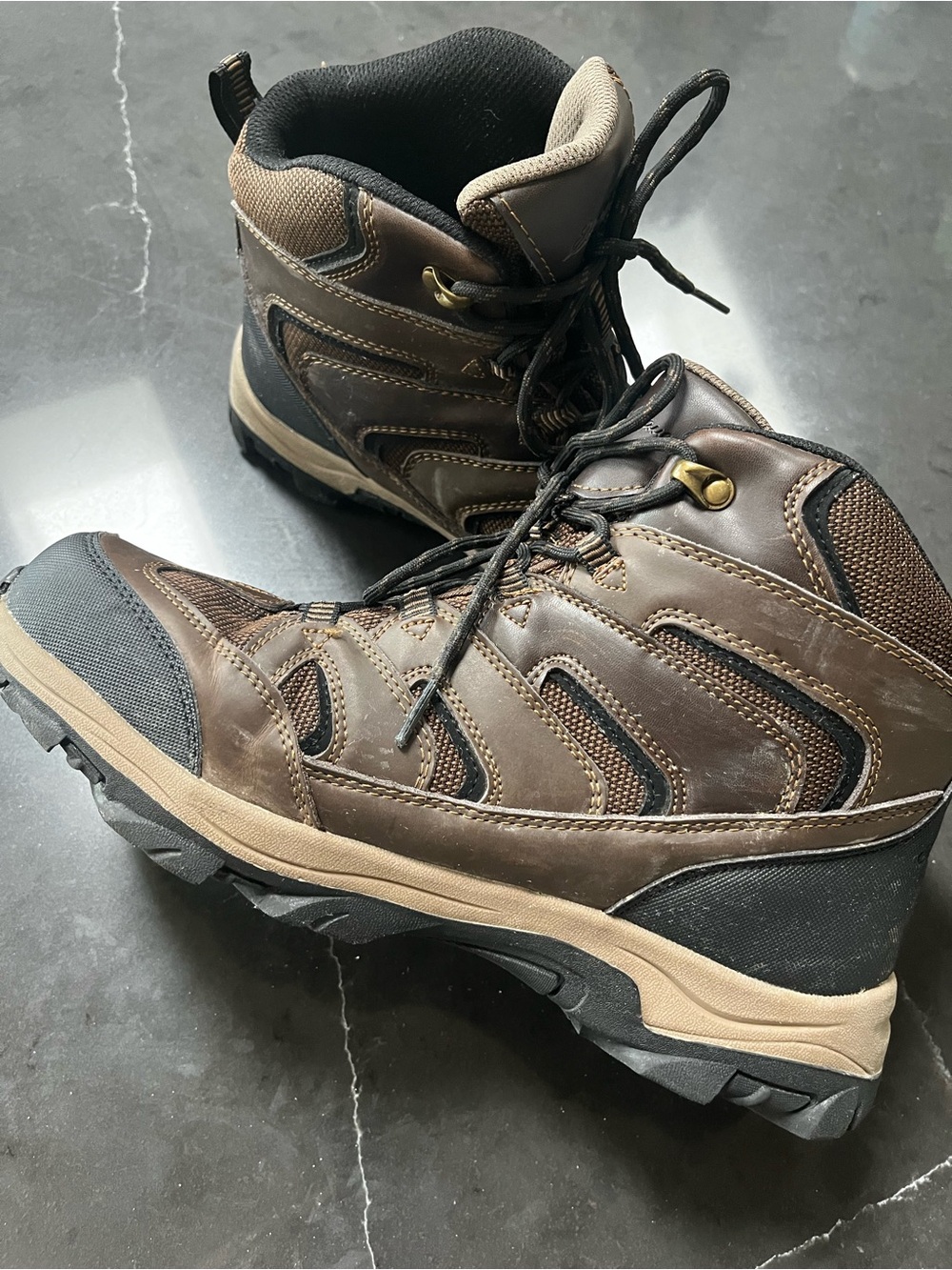 Eddie Bauer Men’s Brown Fairmont Waterproof Leather Hiking Boots